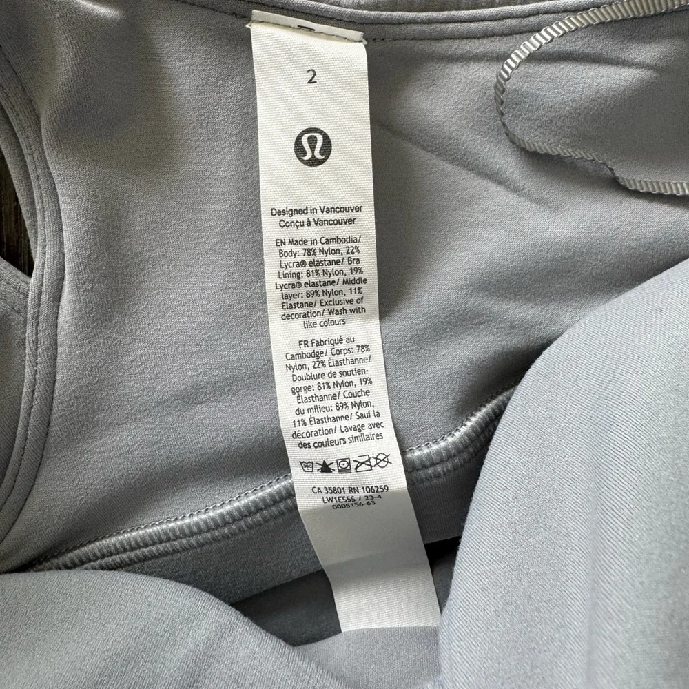Lululemon Ribbed Nulu Asymmetrical Yoga Tank Top Rhino Grey 2 NWT